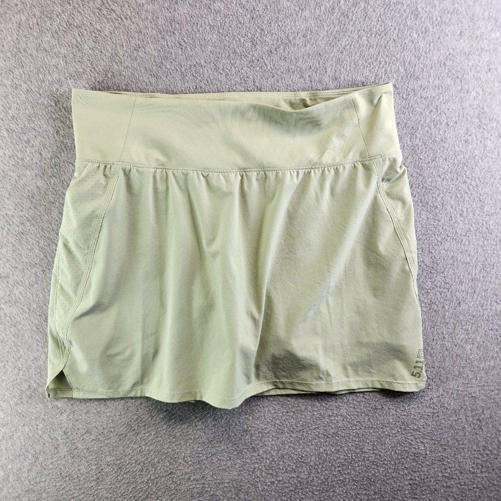 5.11 Tactical Skort Womens L Green Sasha Perforated Short Zip Pocket Jersey Knit